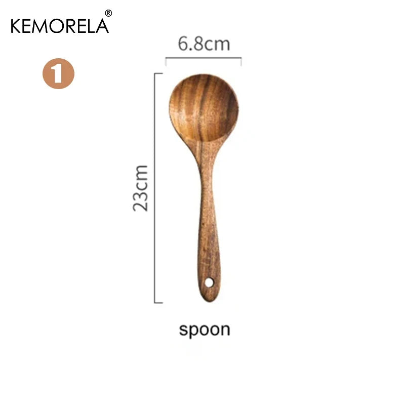 KEMORELA Teak Wood Cooking Spoon – Ladle, Turner & Skimmer