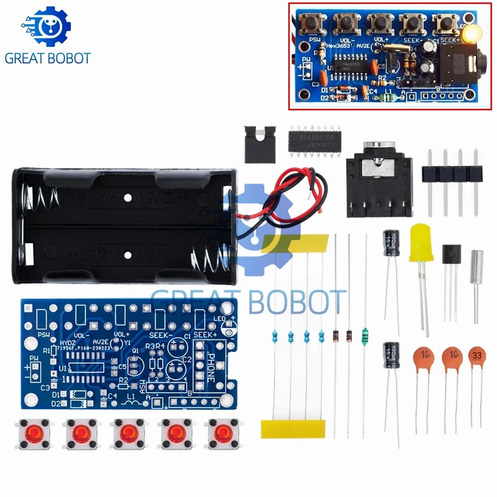 Wireless Stereo FM Radio Receiver Module PCB 76–108MHz DIY