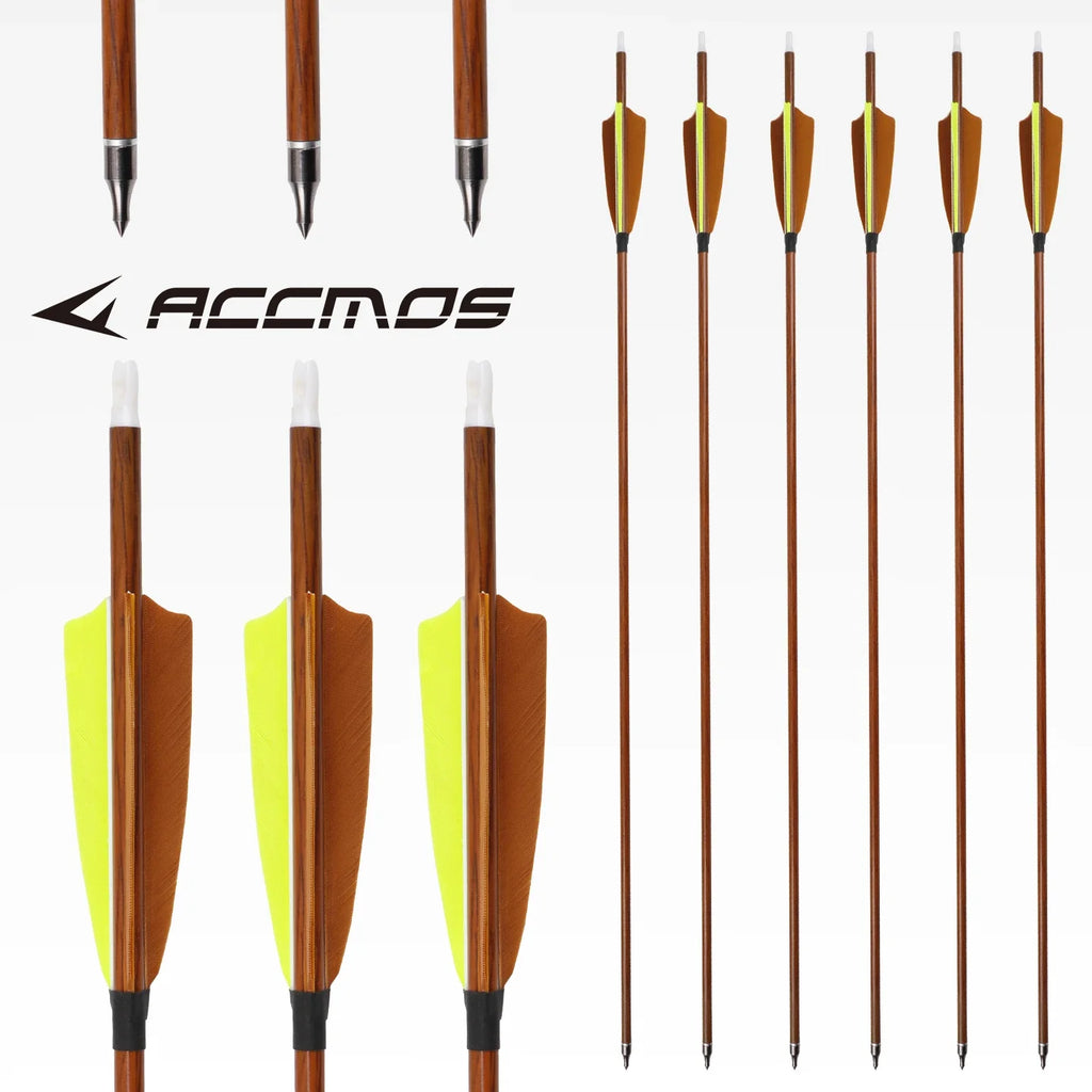 6 Wood Skin Mixed Carbon Arrows ID6 OD7 Field Archery Hunting