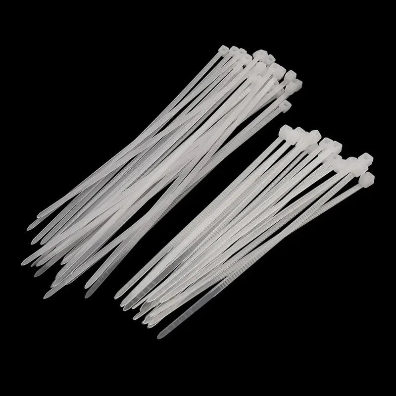 100-Pack White Self-Locking Nylon Cable Ties | Industrial Strength