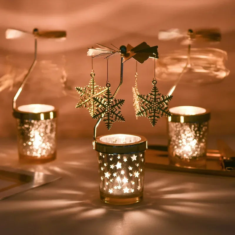 Gold Romantic Rotating Candlesticks Home Christmas Party Decoration
