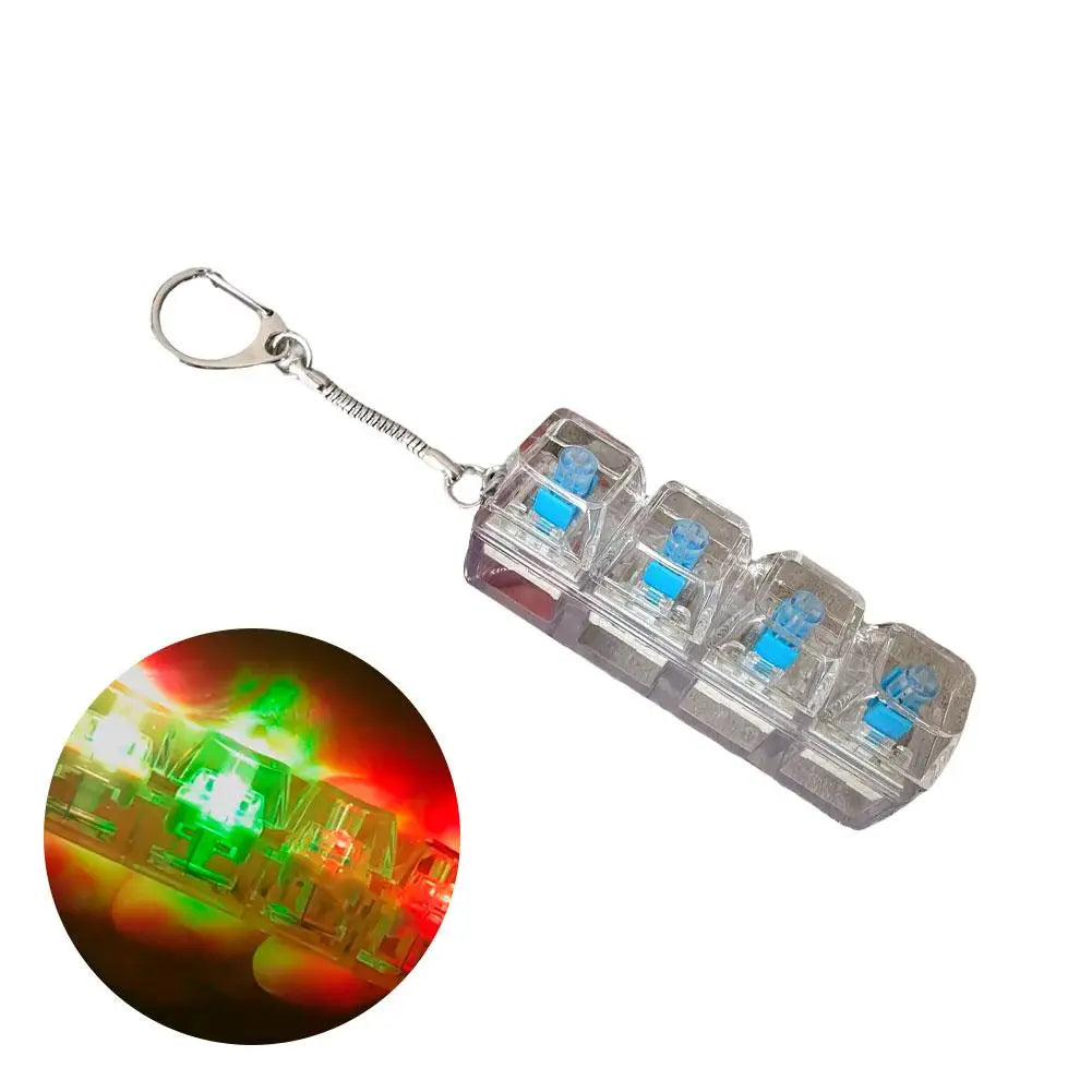 4-Key Mechanical Keyboard Keychain Fidget Clicker with LED