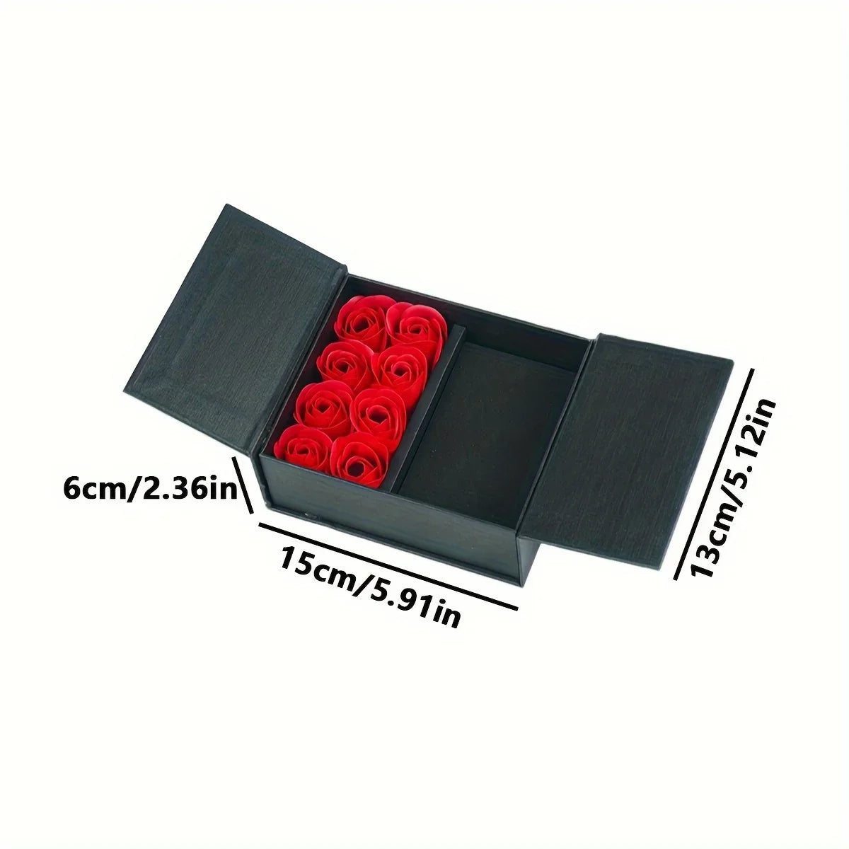 Valentine's Day Box Rose Flower Ring Necklace Jewelry Soap Present