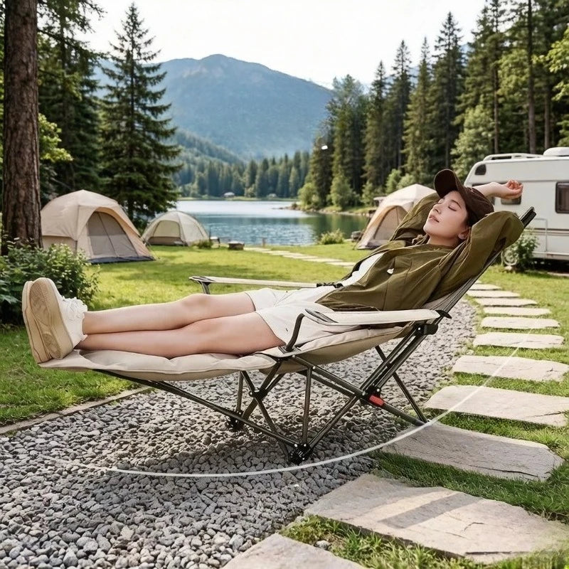 Adjustable Folding Camping Recliner – Cushioned Outdoor Chair
