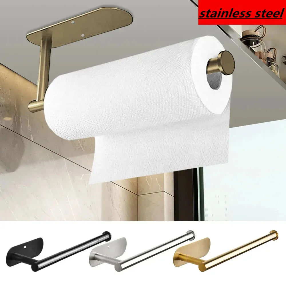 Stainless Steel Adhesive Paper Towel & Toilet Roll Holder