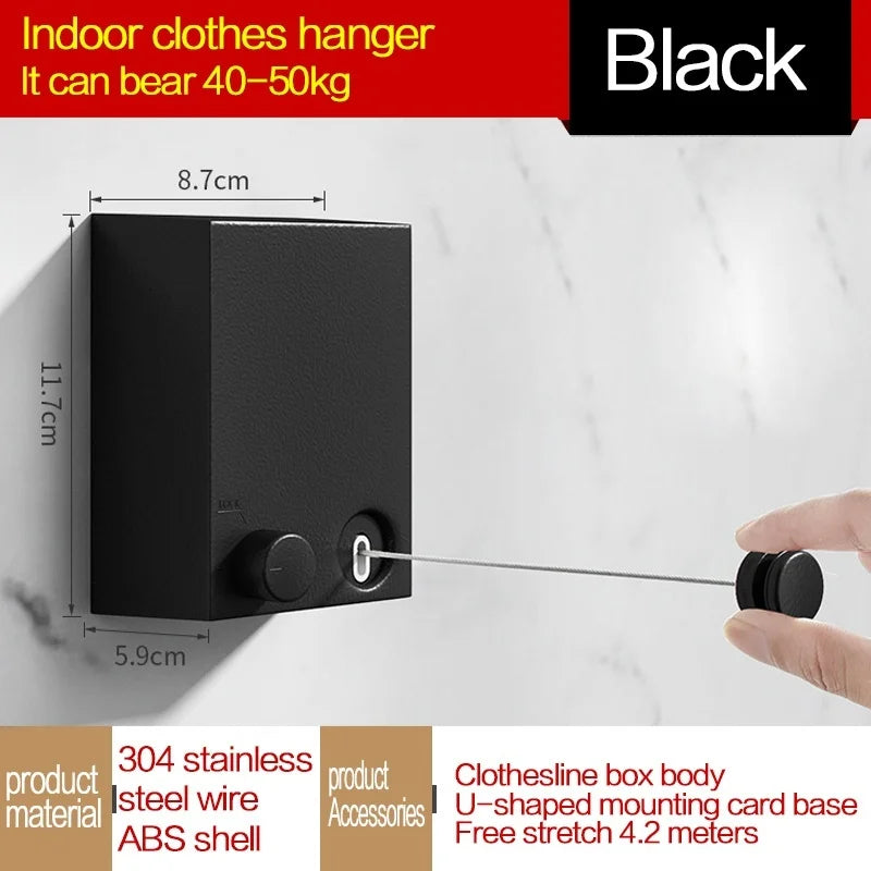 Retractable Clothesline Wall-Mount Space-Saving Clothes Drying Rack