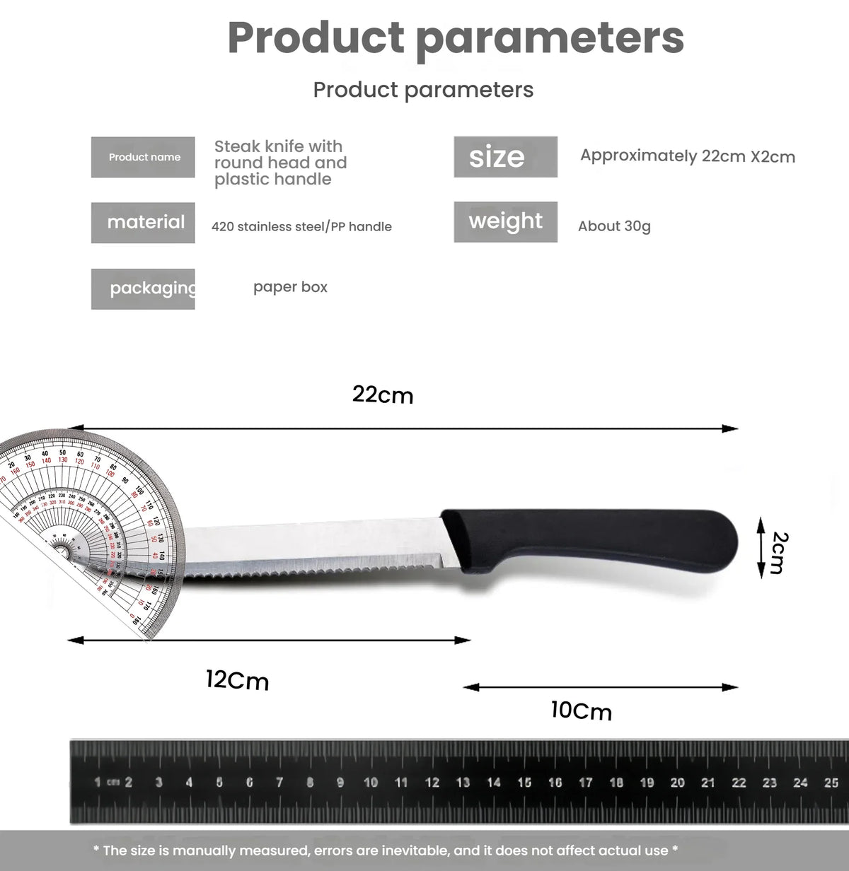 Stainless Steel Steak Knife – Dishwasher Safe Plastic Handle