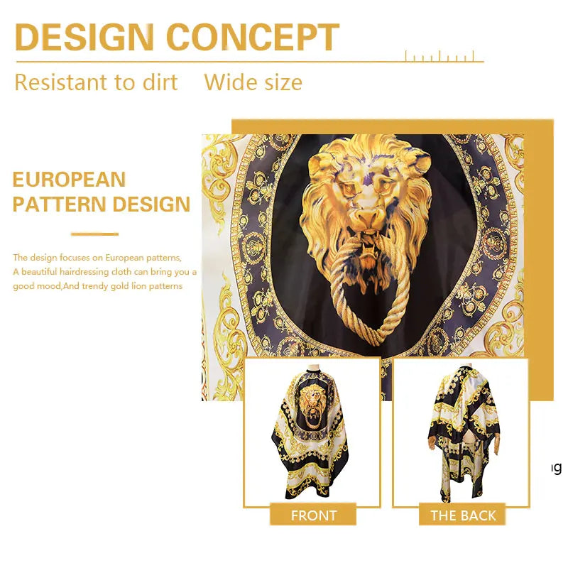 Lion Pattern Waterproof Barber Cape & Hairdressing Apron Gown