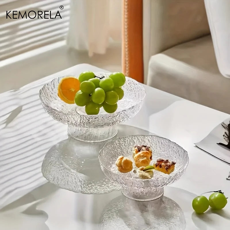 KEMORELA Glass Fruit Bowl & Snack Tray for Home & Kitchen