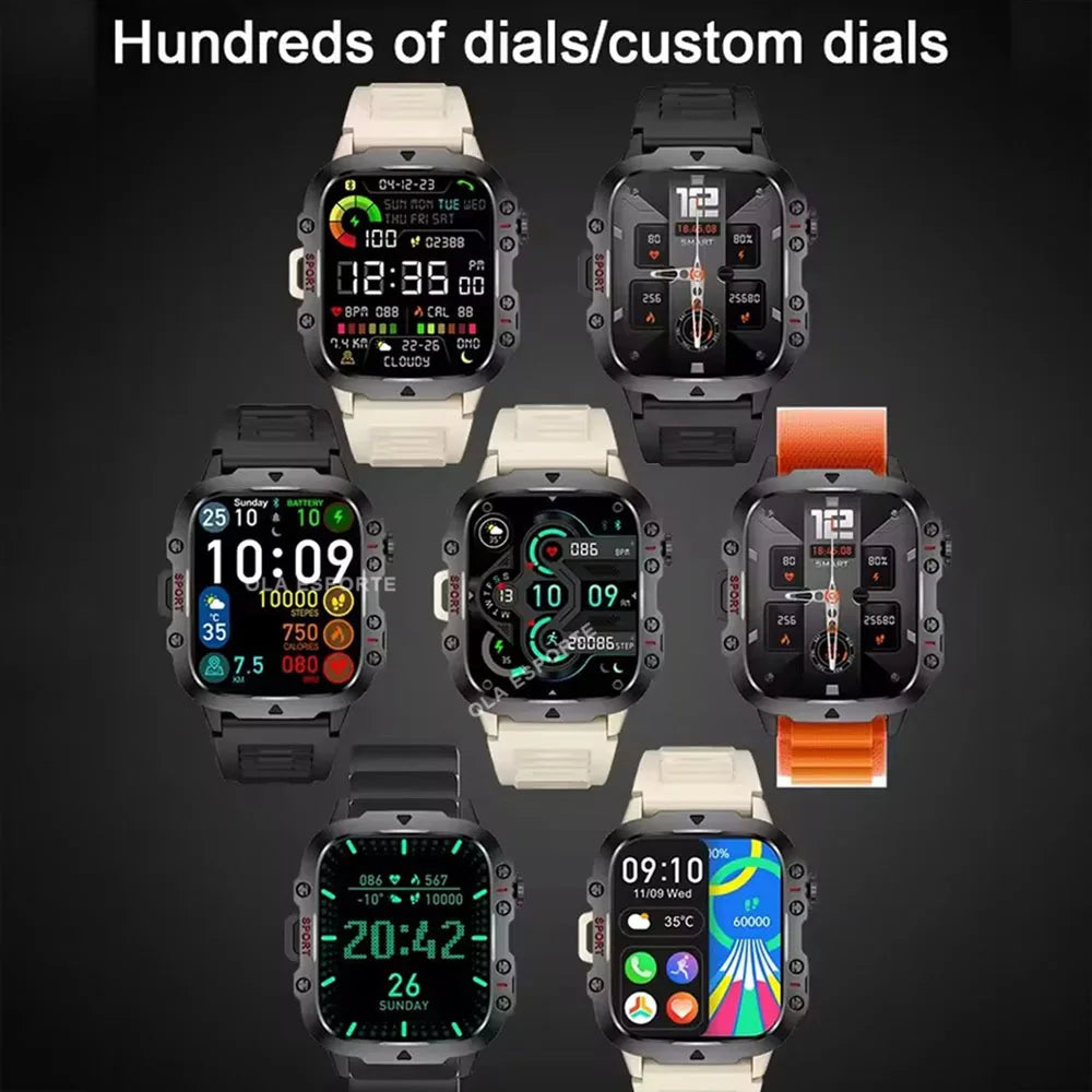 Military Smartwatch Men – 2.01" HD GPS BT Calling Fitness Tracker