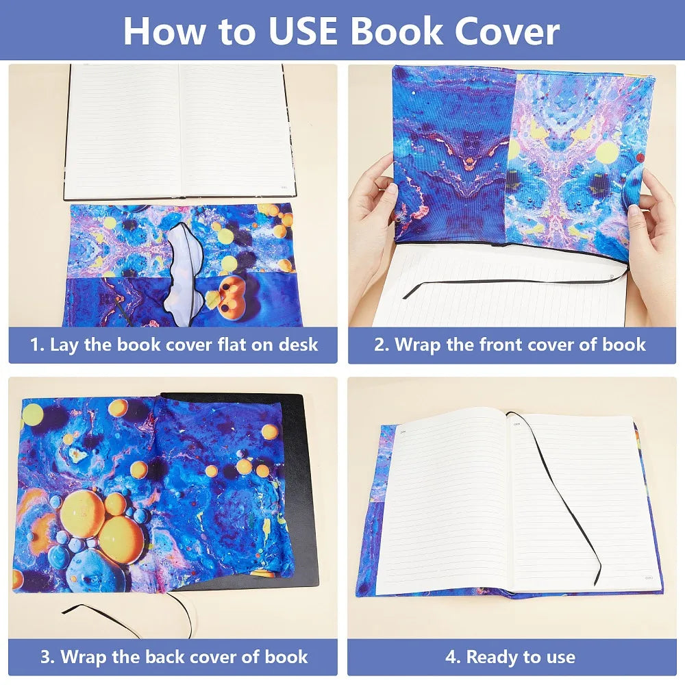Floral Elastic Book Cover – Polyester Notebook Wrap 400x250mm