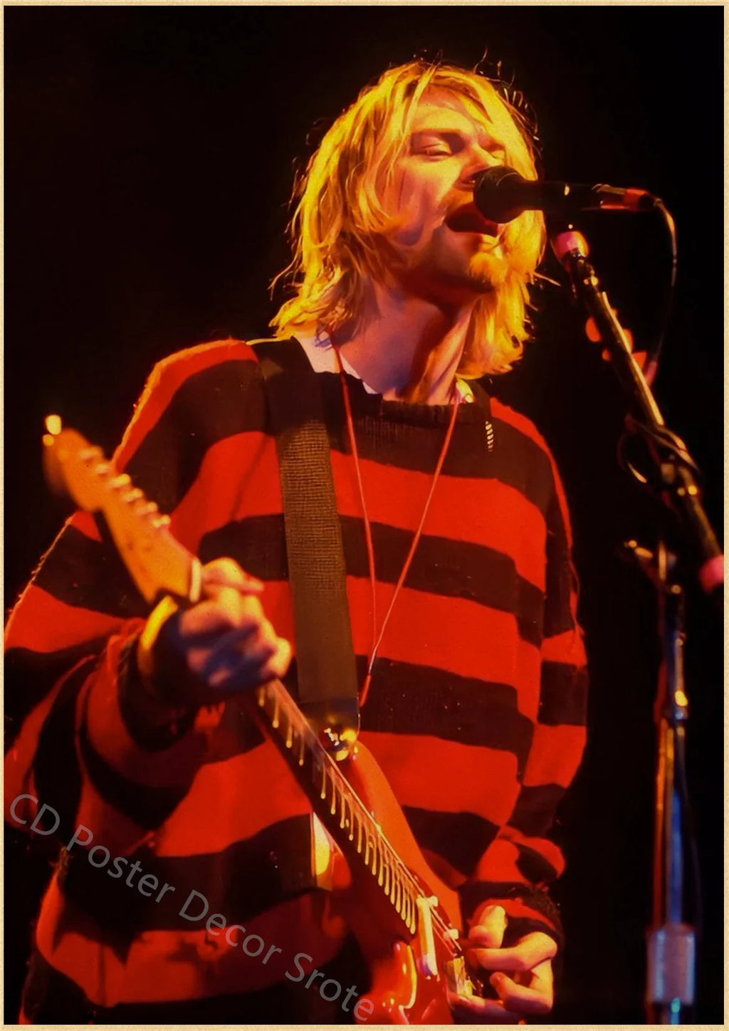 Kurt Cobain Retro Kraft Paper Poster | Vintage Music Wall Art