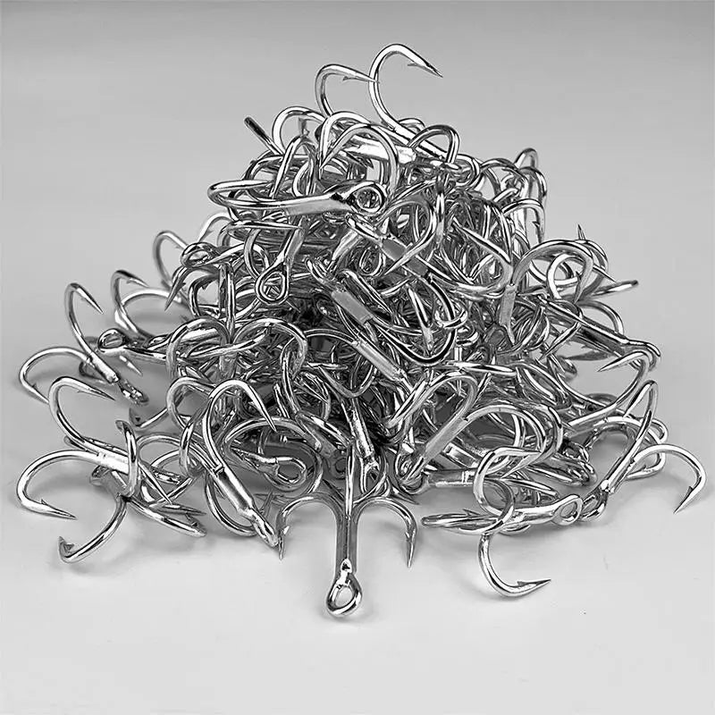 Triple Hook Fishing Hooks 4x Strengthened Silver Rust-resistant Claw
