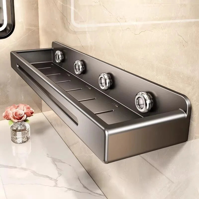 No-Drill Suction Cup Bathroom Wall Shelf & Shampoo Rack