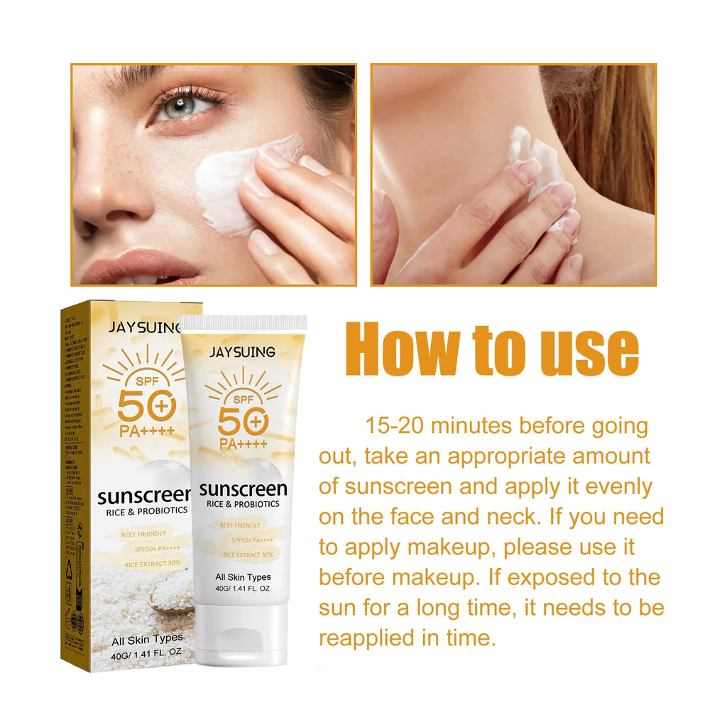 Jaysuing Probiotic Rice Sunscreen SPF50 – Broad Spectrum 40g