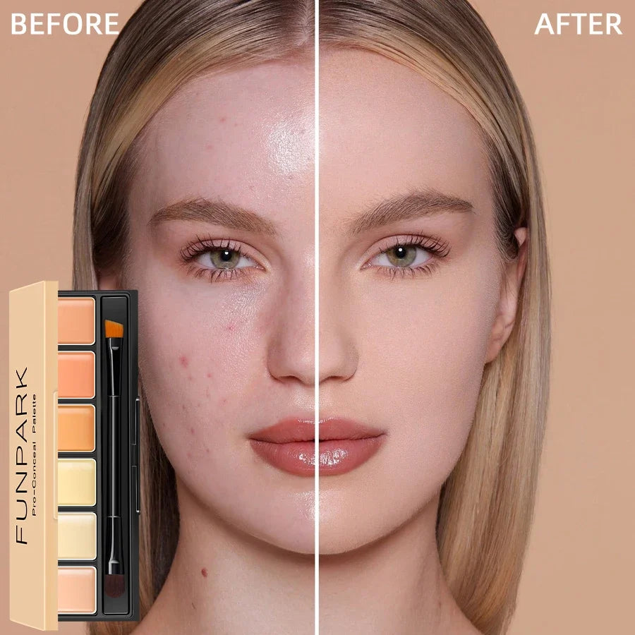 FUNPARK 6-Color Concealer Contour Cream Palette with Brush