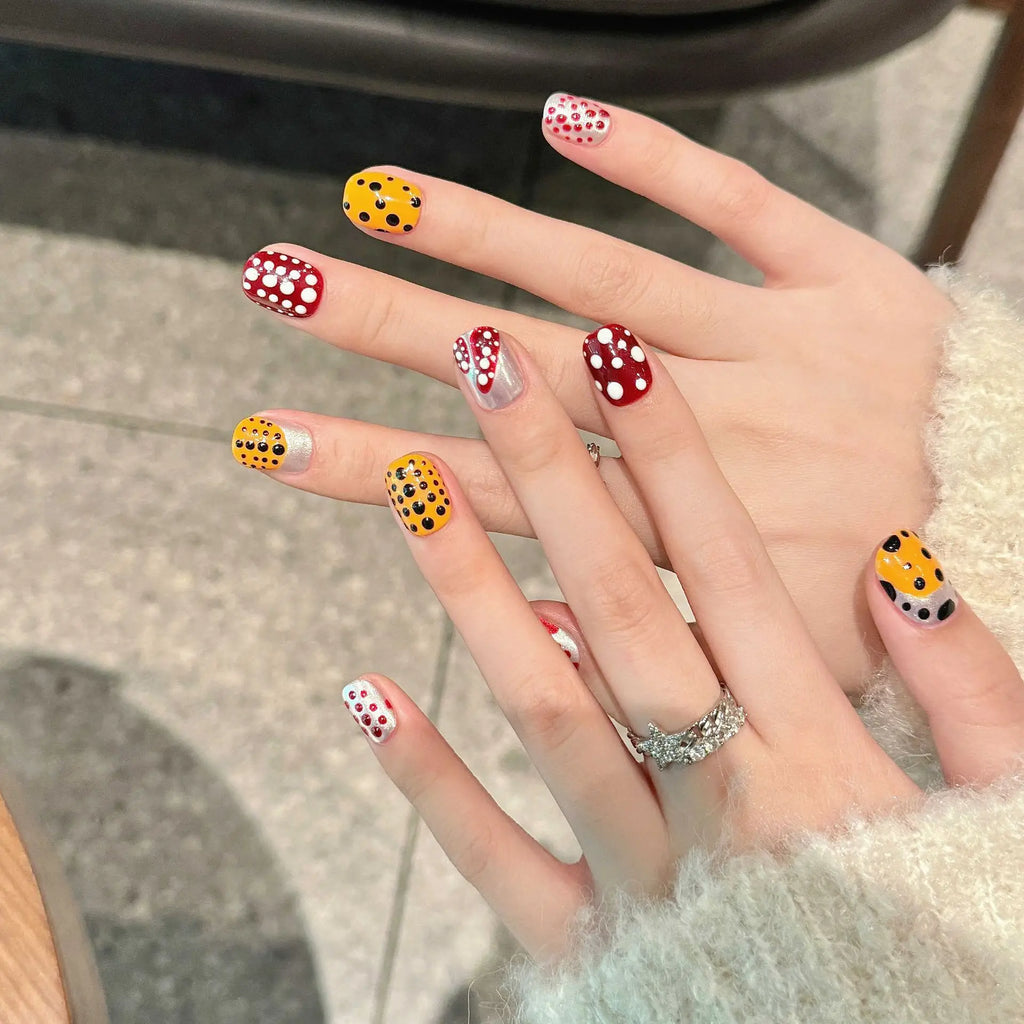 Handmade Butterfly Press-On Nails | Short Round Full Cover 10pcs