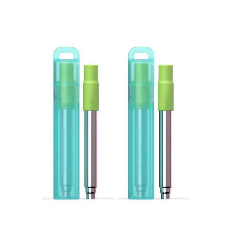 Collapsible Stainless Steel Travel Straws with Case & Brush