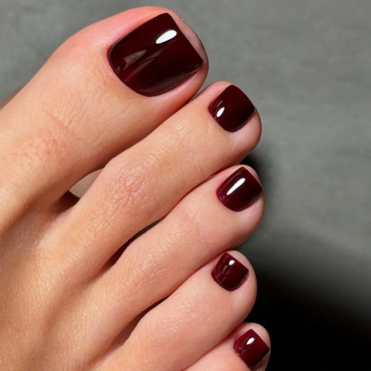 Wine Red Toe Nail Tips Press Toenails Reusable Charming Fake Nails