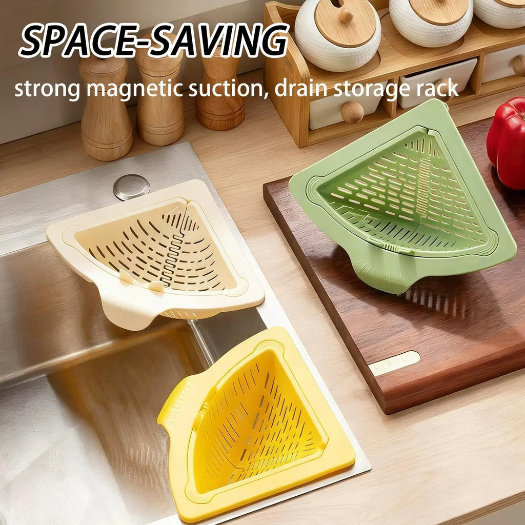 Magnetic Silicone Sink Corner Rack & Drain Strainer Basket