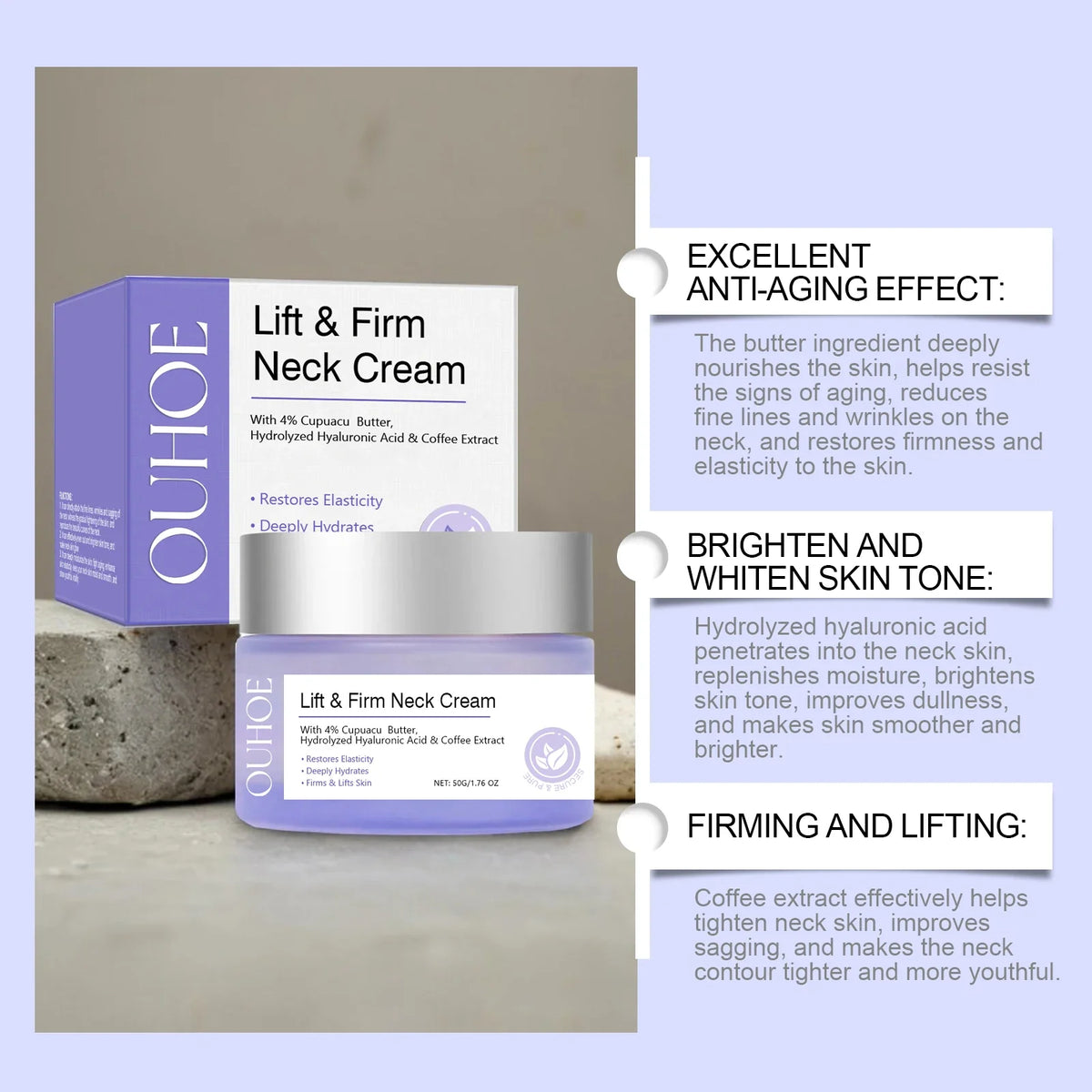 Ouhoe Firming Neck Cream – Tighten, Brighten & Moisturize 50g