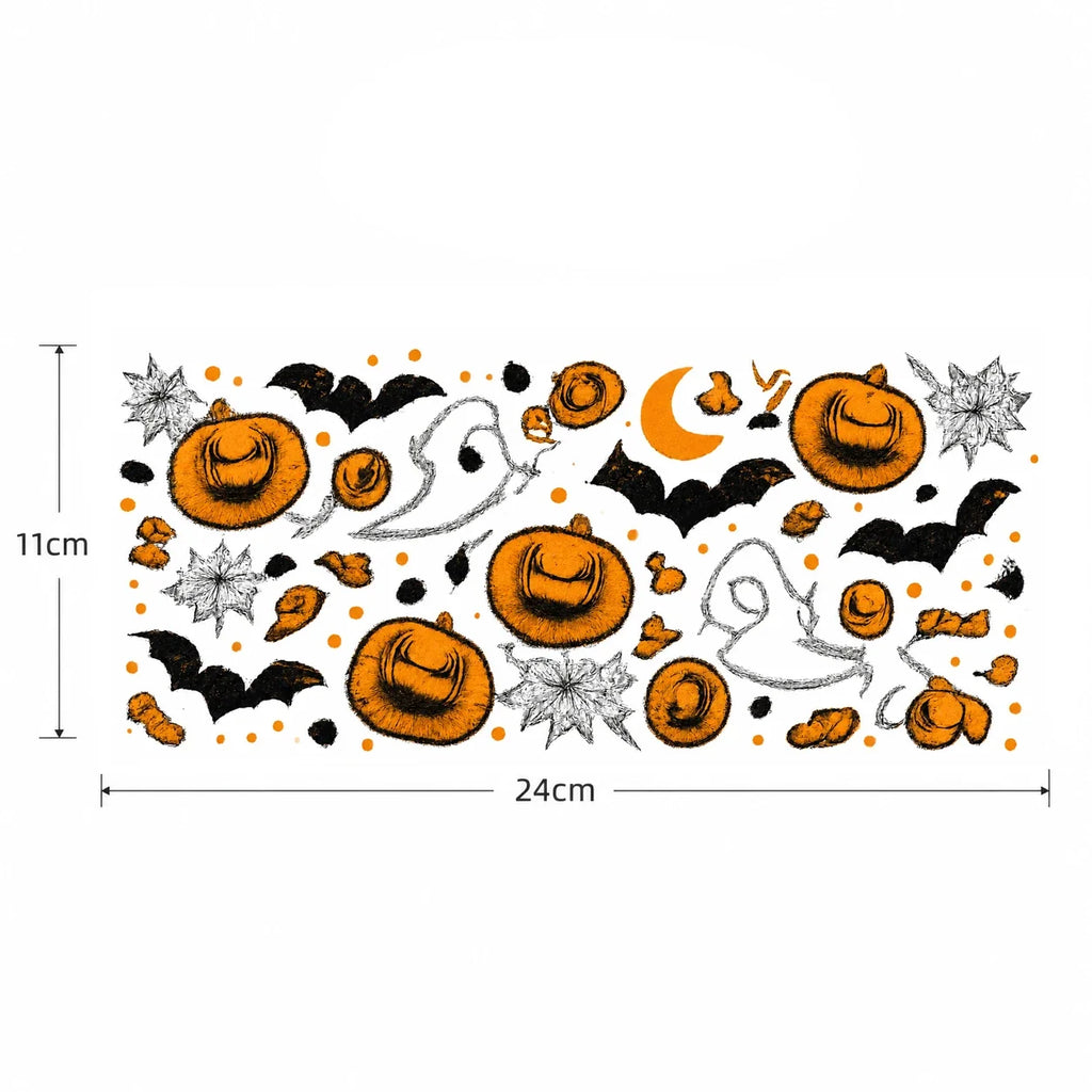 Halloween UV DTF Transfer Sticker | Pumpkin Bat Ghost DIY Decal