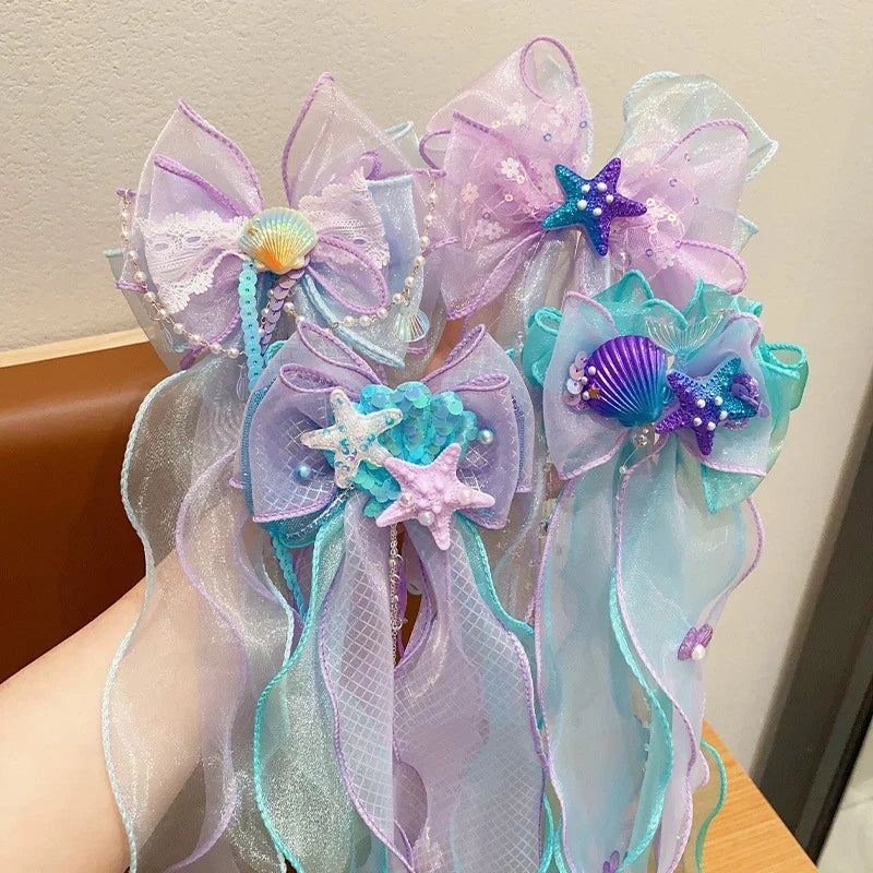 Mermaid Princess Bow Hair Clip – Girls Braided Hair Accessory