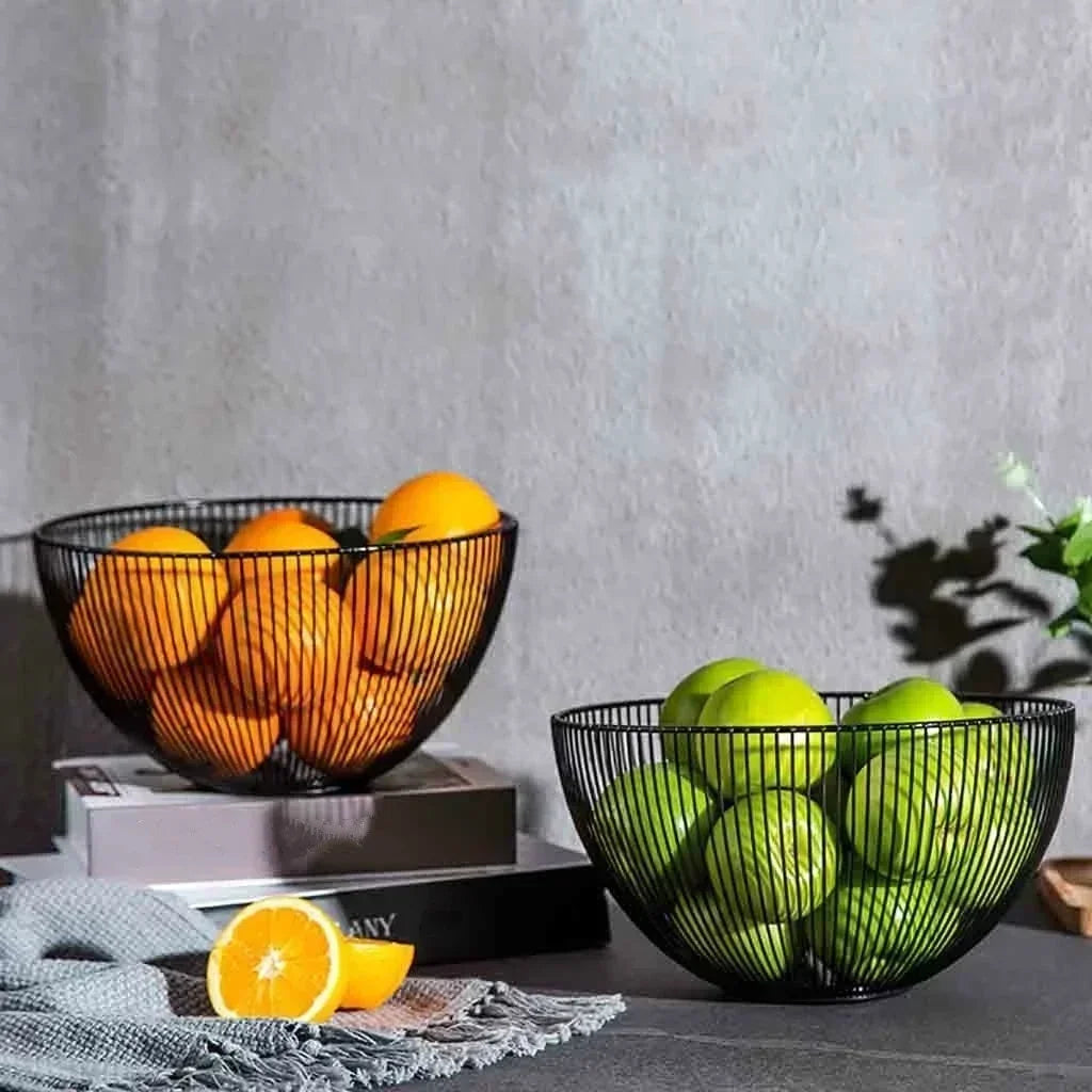 Metal Wire Fruit Basket – Kitchen Bread & Snack Organizer Bowl