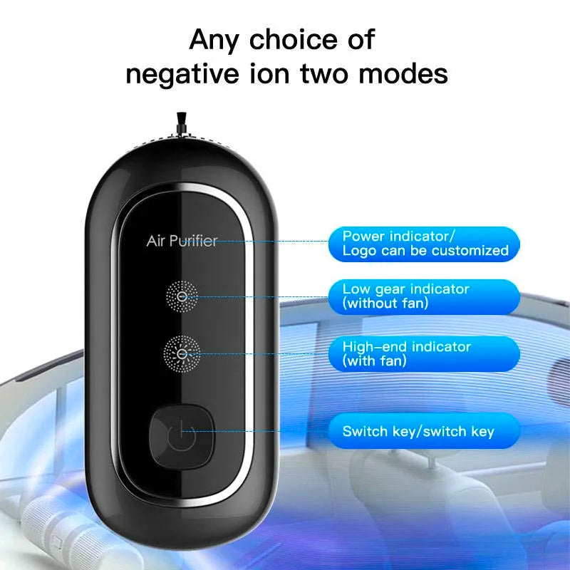 Portable Neck Air Purifier – USB Mini Ionizer Necklace