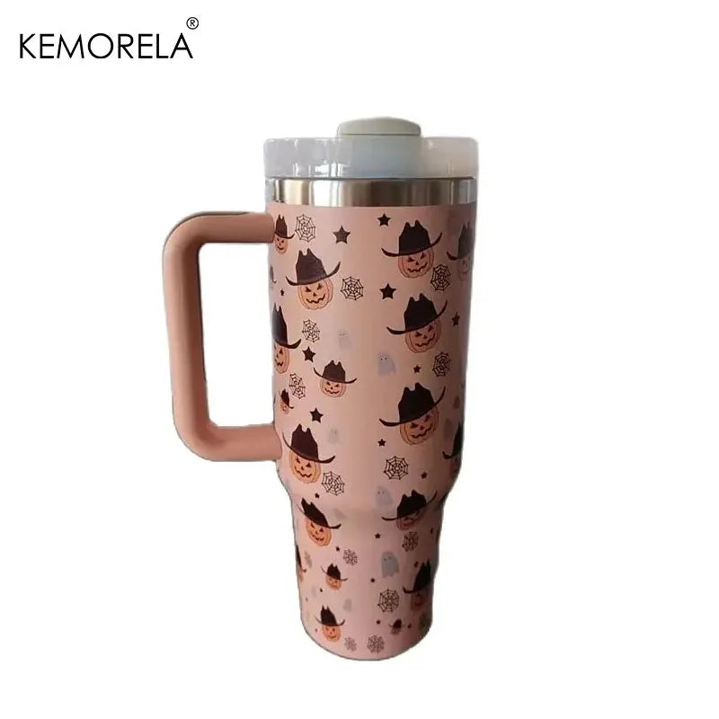 Halloween 40oz Stainless Steel Thermos | Lid, Handle & Straw