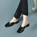 Women's Retro Square-Toe Chunky Heel Mule Sandals | Slip-On