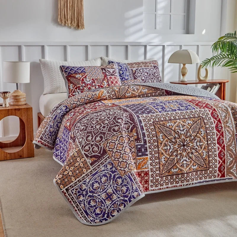 Oversized California King Quilt – Rustic Plaid Lightweight Bedspread