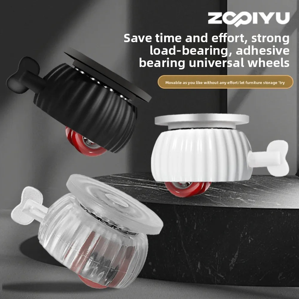 4-Pack Self-Adhesive 360° Swivel Furniture Caster Wheels