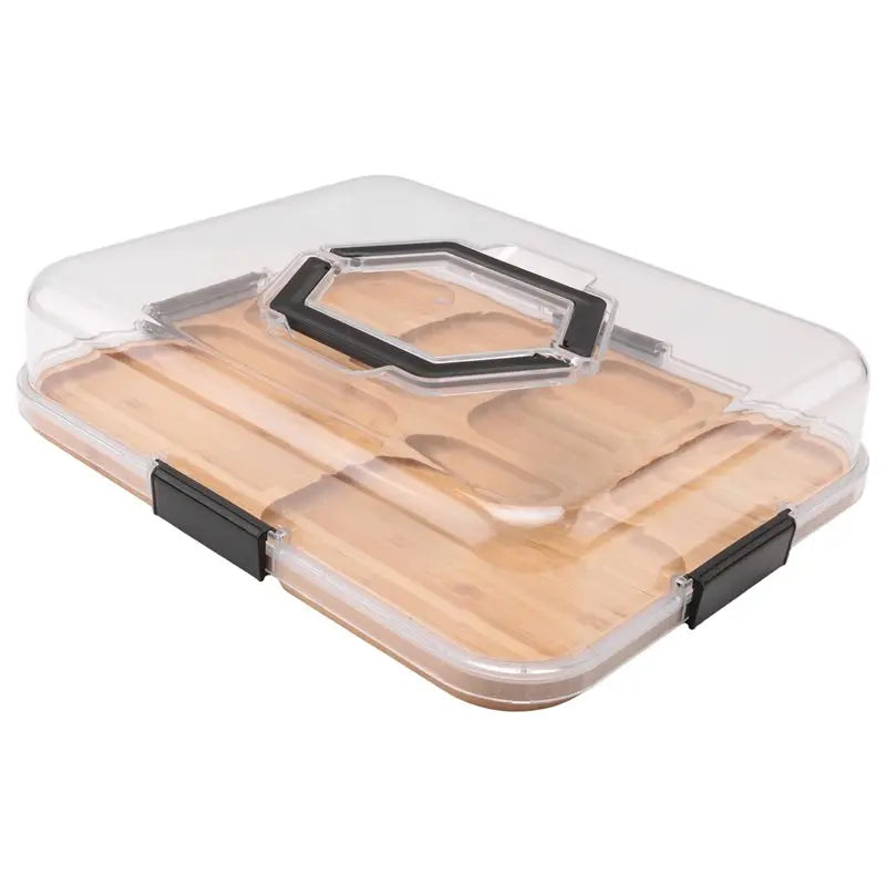 A36T-Cheese Board Charcuterie Box Clear Lid Travel Portable Cutting