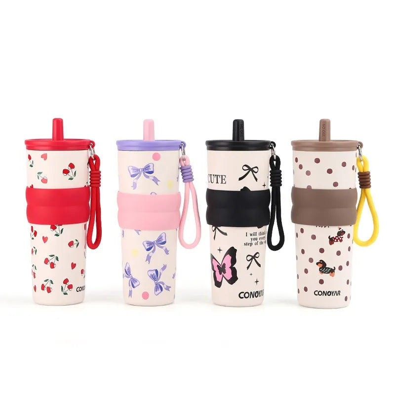 2026 Printed Bow Vacuum Cup Insulation Cooling Stainless Steel
