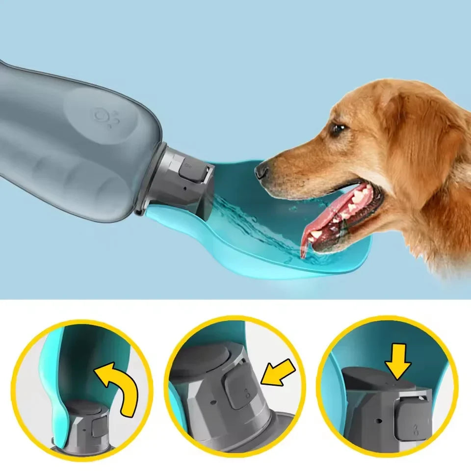 800ml Portable Dog Water Bottle – Foldable Leak-Proof Travel Bowl