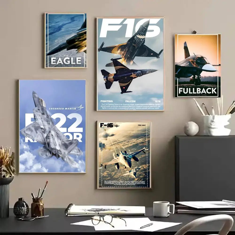 F-16 F-22 F-35 Fighter Jet Canvas Wall Art | Unframed Poster