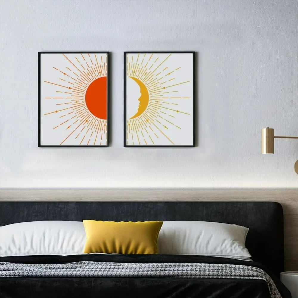 2-Pack Boho Sun & Moon Reusable Stencils 8.3x11.7" DIY Art