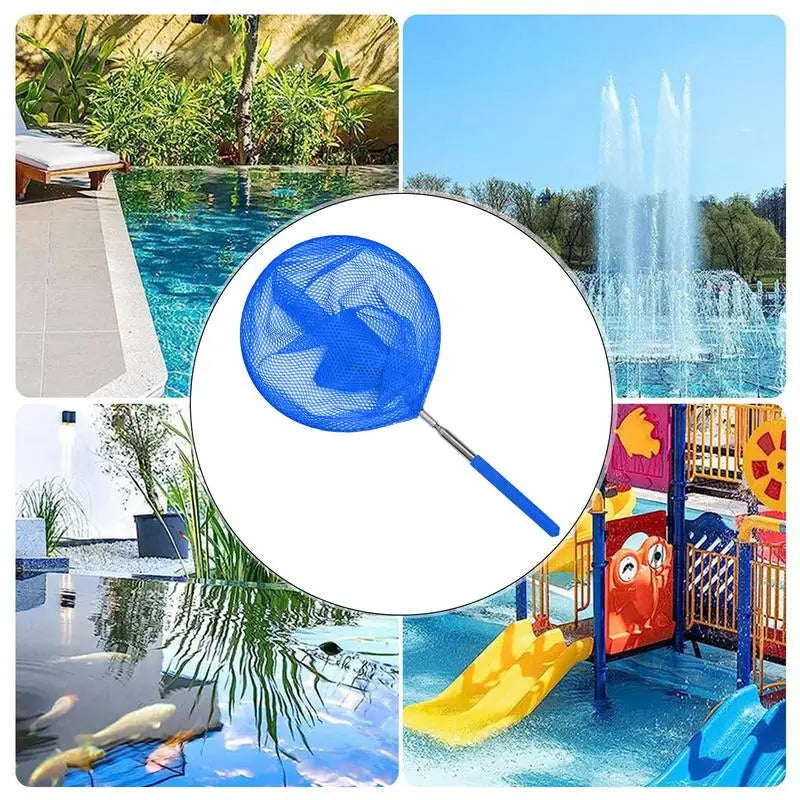 Swimming Pool Skimmer Net Telescoping Cleaner Cleaning Leaves Debris