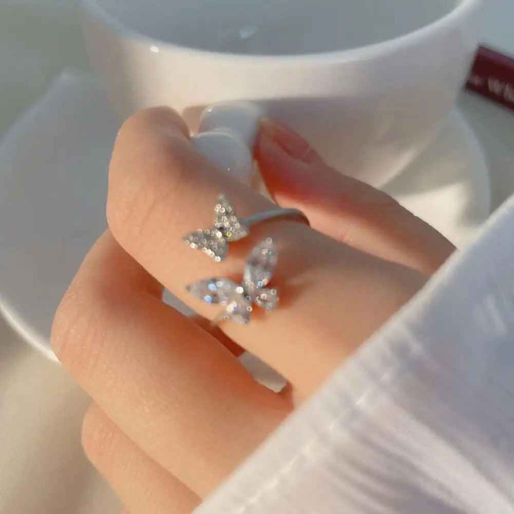 Adjustable Women Opening Butterfly Ring Ornament Girls Jewellery Rings