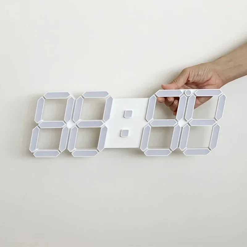 3D LED Digital Wall Clock – USB Alarm, Timer & Temp Display