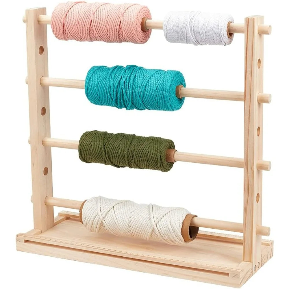 4-Tier Wood Ribbon Storage Rack & Spool Organizer for Crafts