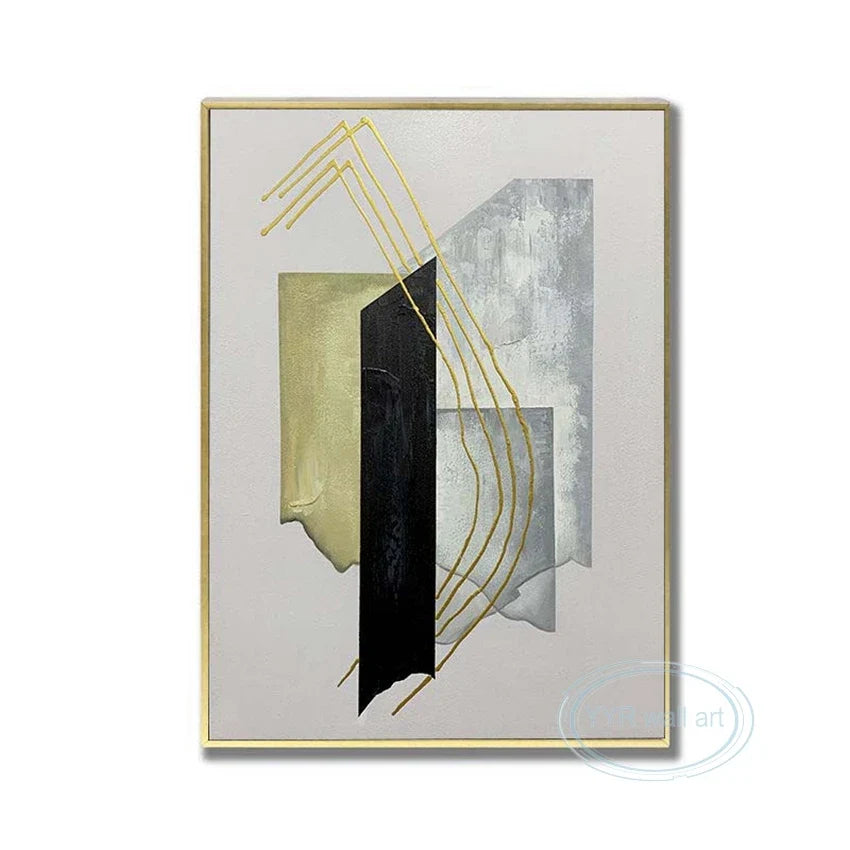 Handmade Abstract Gold Foil Oil Painting on Canvas | Wall Art