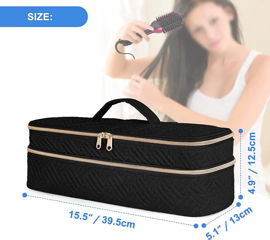 Double-layer Travel All-in-one Hair Dryer Storage Bag Curling Wand