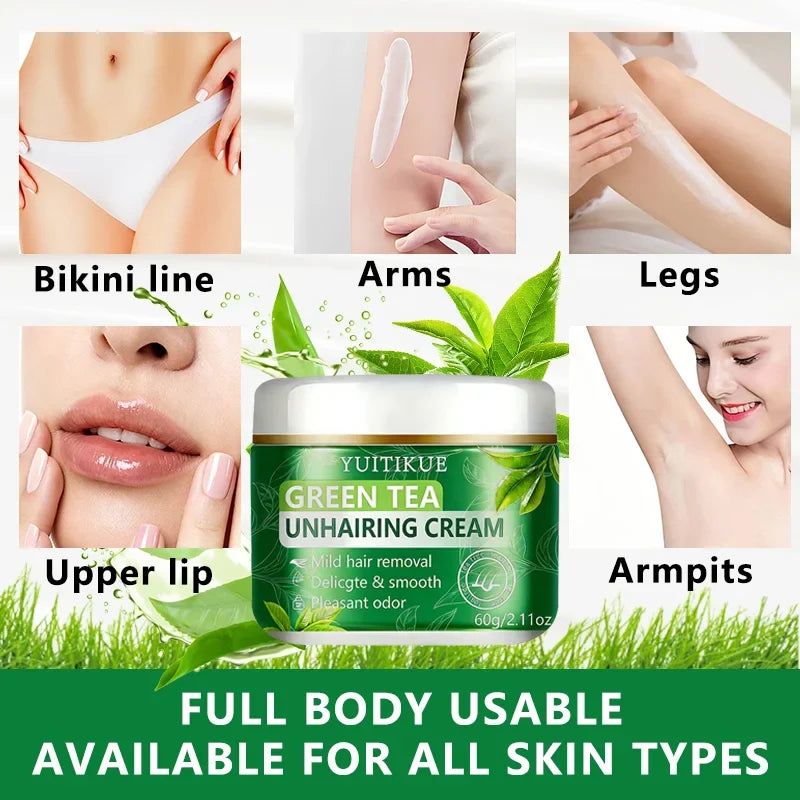 YUITIKUE Green Tea Hair Removal Cream – Gentle Formula 60g