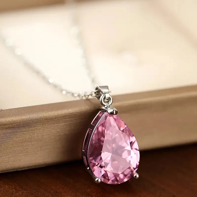Huitan CZ Pendant Necklace – Sparkling Women's Wedding Jewelry