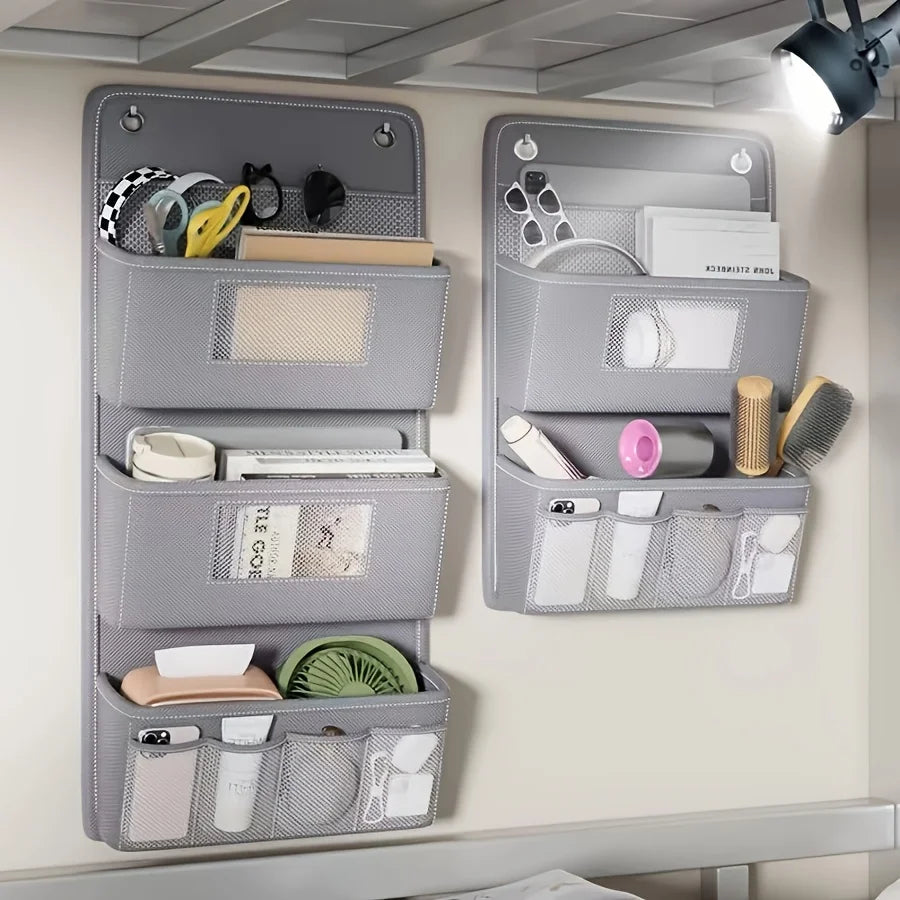 Versatile Gray Wall-mounted Storage Organizer Multi-compartment