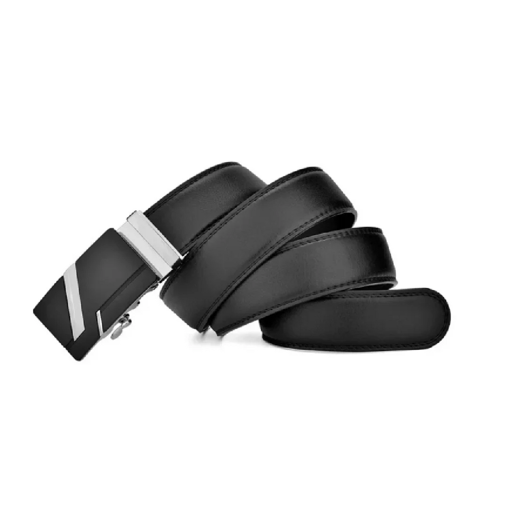 Men's High-quality PU Leather Belt Metal Automatic Buckle Long Luxury