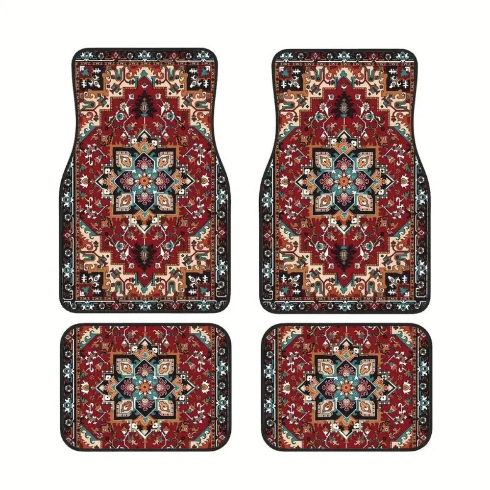 4-Piece Bohemian Car Floor Mats | Non-Slip Persian Carpet