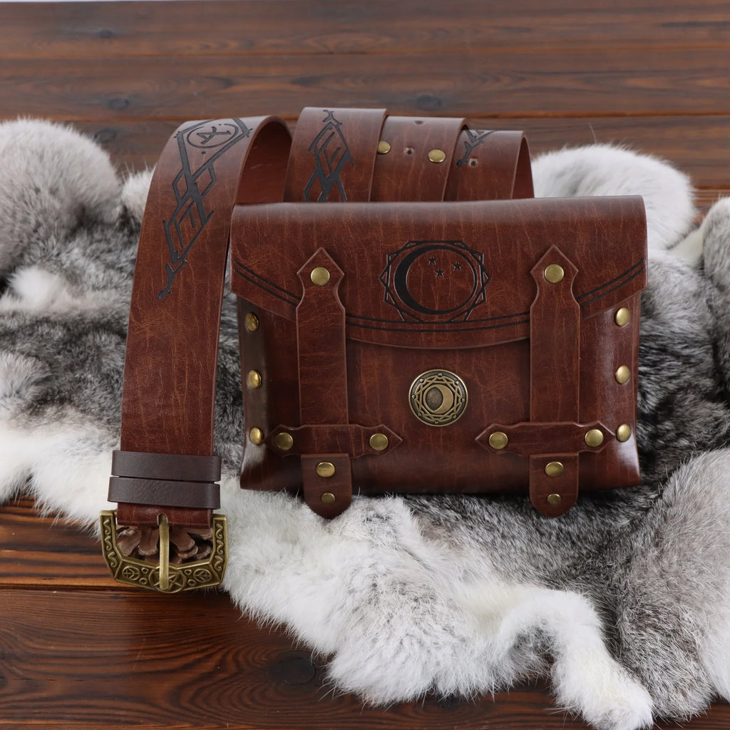 Medieval Viking Knight Belt Retro Waist Bag Copper Coin Renaissance